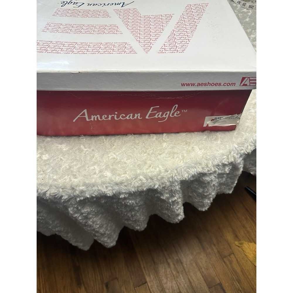 American Eagle Plaid Rain Boots Black White Bow Women's Size 9-9.5 With Box